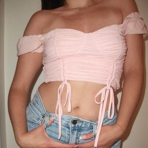 Pink Ruffle Crop Top